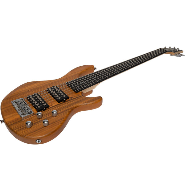 J&D 'Legacy Series' Mahogany & Zebrano T-Style Contemporary 6 String Electric Bass Guitar