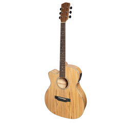 Martinez '31 Series' Spalted Maple Acoustic-Electric Babe Traveller Guitar (Natural Gloss)