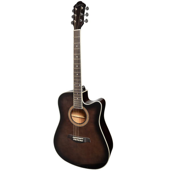 Martinez '41 Series' Dreadnought Acoustic Guitar. Cut-away Gloss Finish (Gloss Black Burst)