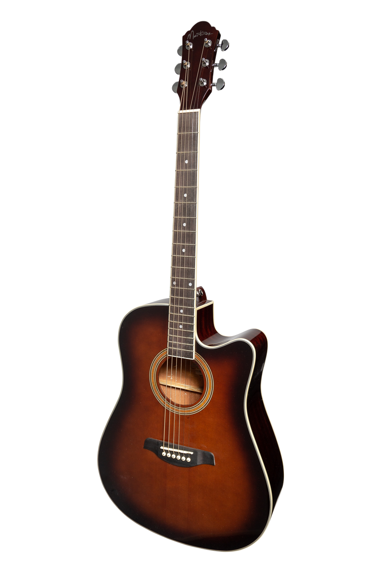 Martinez '41 Series' Dreadnought Acoustic Guitar. Cut-away Gloss Finish (Gloss Brown Burst)