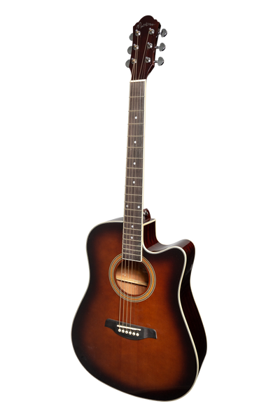 Martinez '41 Series' Dreadnought Acoustic Guitar. Cut-away Gloss Finish (Gloss Brown Burst)