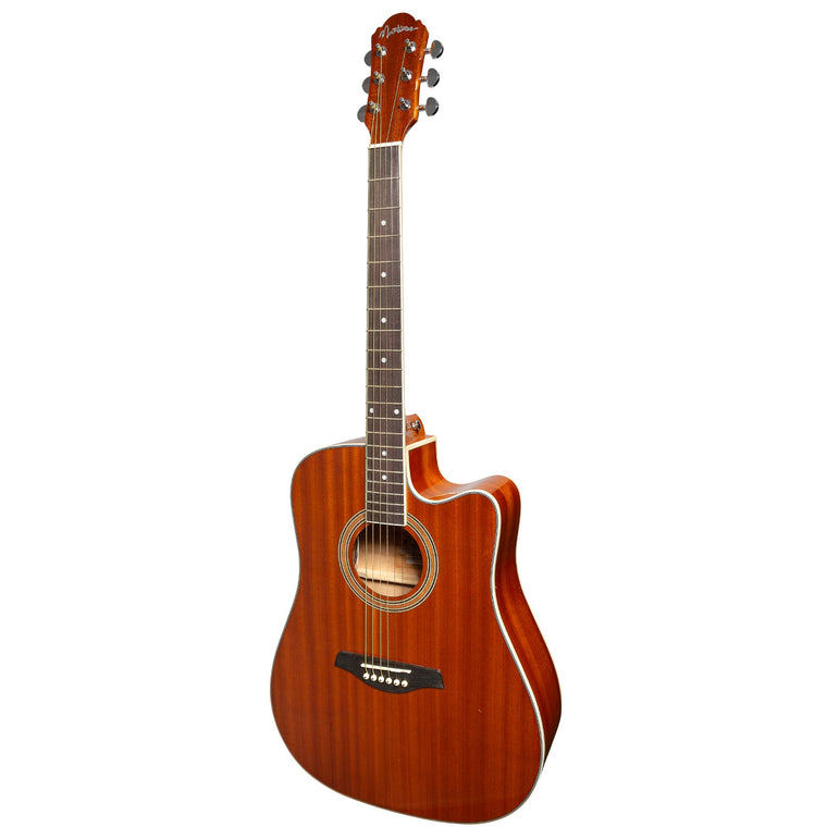 Martinez '41 Series' Dreadnought Acoustic Guitar. Cut-away Gloss Finish (Gloss Mahogany)