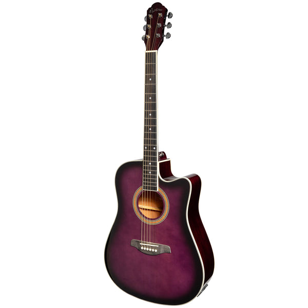 Martinez '41 Series' Dreadnought Acoustic Guitar. Cut-away Gloss Finish (Gloss Purple Burst) (Copy)