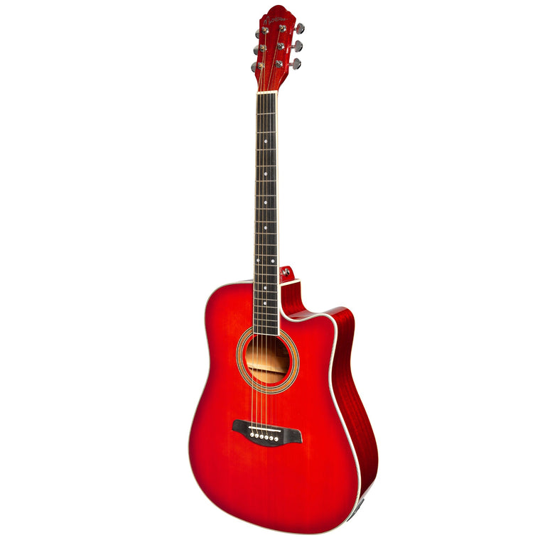 Martinez '41 Series' Dreadnought Acoustic Guitar. Cut-away Gloss Finish (Gloss Red Burst) (Copy)