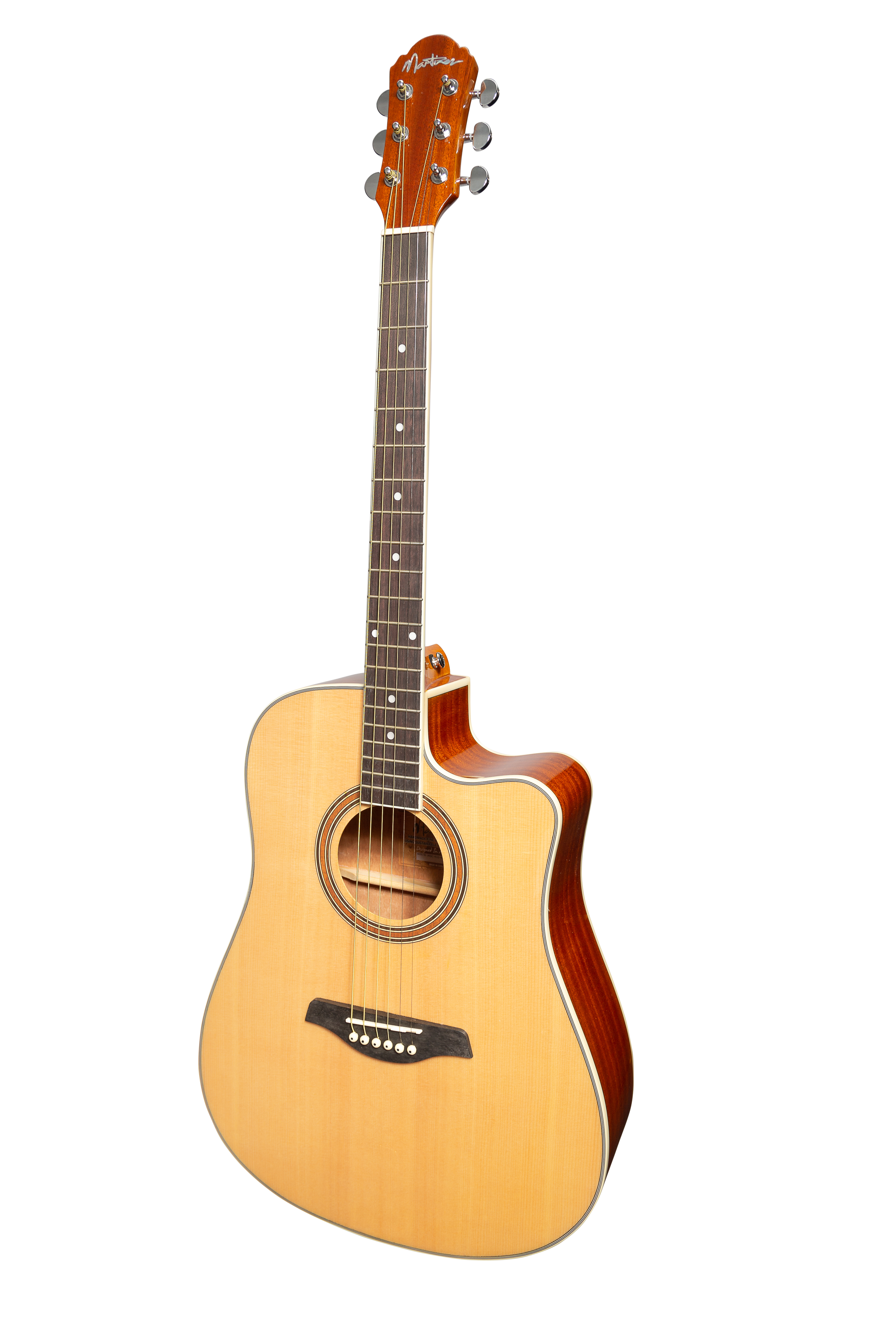 Martinez '41 Series' Dreadnought Acoustic Guitar. Cut-away Gloss Finish (Natural)