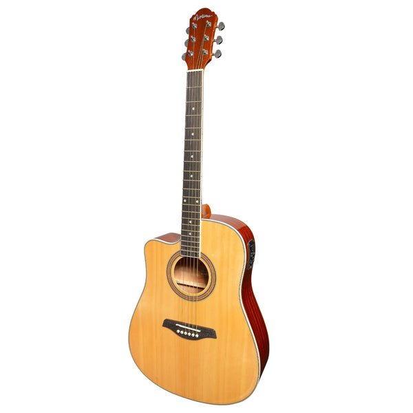 Martinez '41 Series' Dreadnought Acoustic Guitar. Cut-away Left Hand Gloss Finish (Natural Gloss)