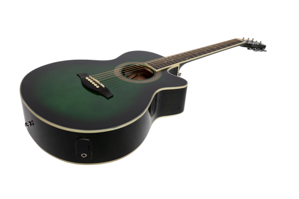 Martinez '41 Series' Folk Size Cutaway Acoustic-Electric Guitar (Green Burst)