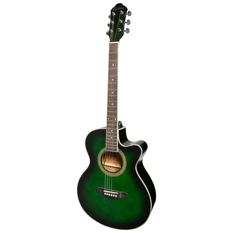 Martinez '41 Series' Folk Size Cutaway Acoustic-Electric Guitar (Green Burst)