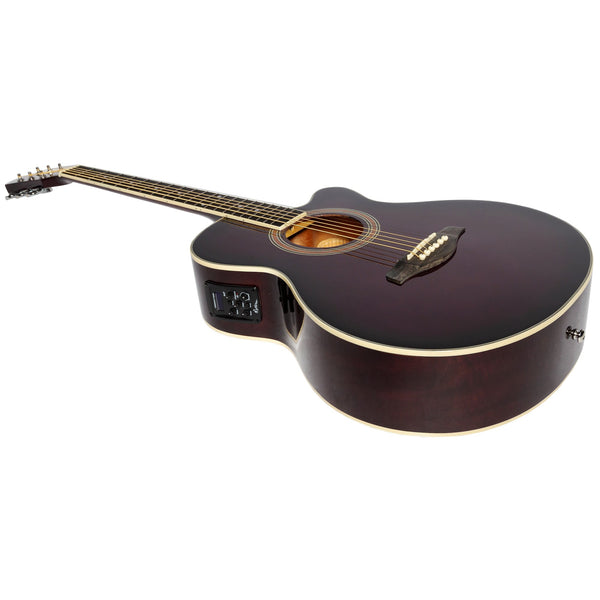 Martinez '41 Series' Folk Size Cutaway Acoustic-Electric Guitar (Purple Burst)