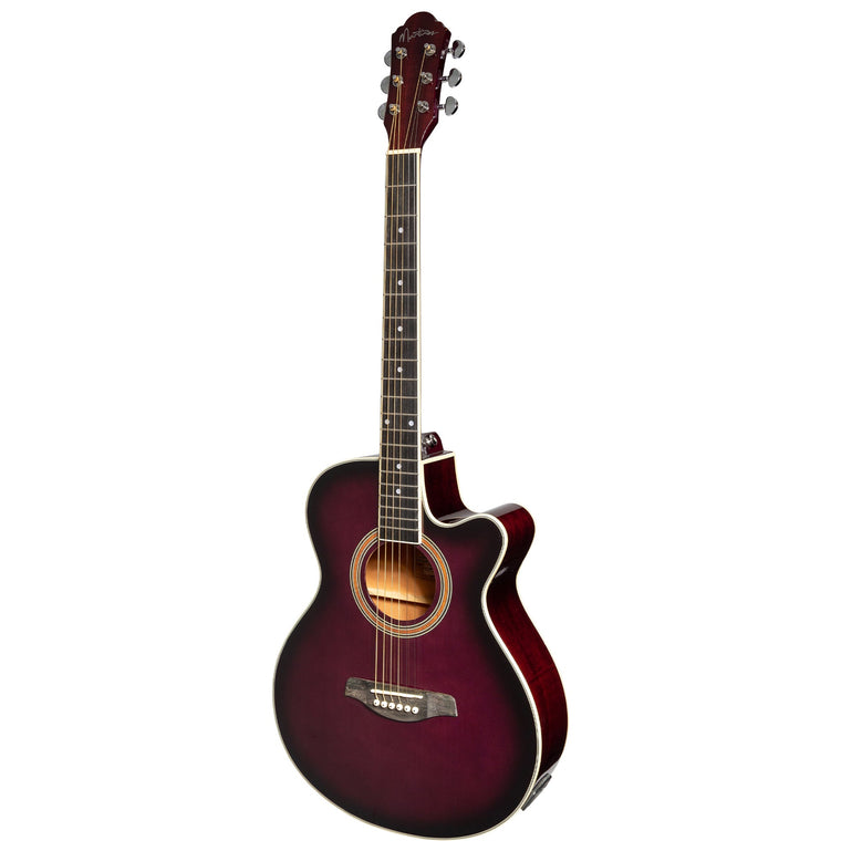 Martinez '41 Series' Folk Size Cutaway Acoustic-Electric Guitar (Purple Burst)