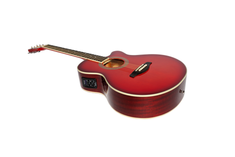 Martinez '41 Series' Folk Size Cutaway Acoustic-Electric Guitar (Red Sunburst)