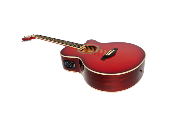 Martinez '41 Series' Folk Size Cutaway Acoustic-Electric Guitar (Red Sunburst)