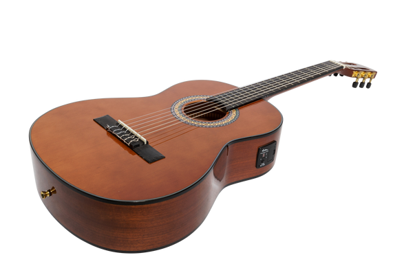 Martinez G-Series Left Handed Full Size Electric Classical Guitar with Tuner (Natural-Gloss)