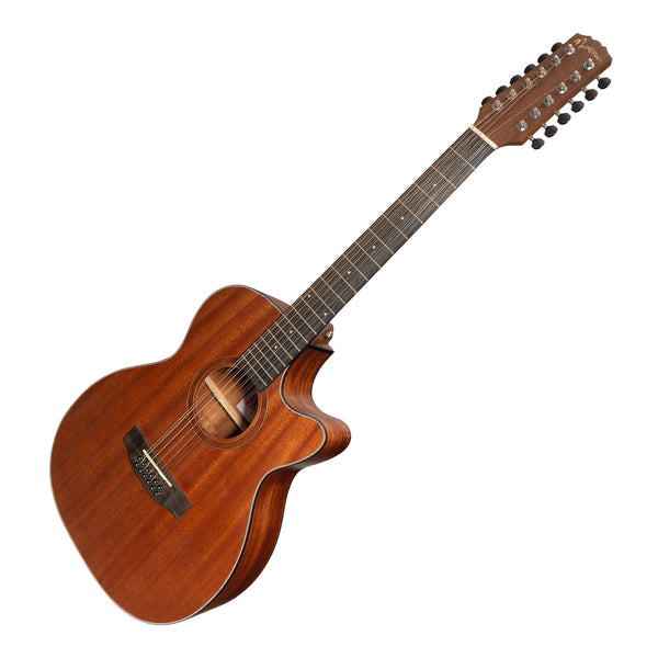 Martinez 'Natural Series' Solid Mahogany Top 12-String Acoustic-Electric Small Body Cutaway Guitar (Open Pore) *Left-hand option Available