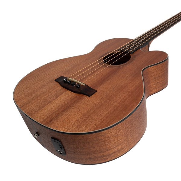 Martinez 'Natural Series' Solid Mahogany Top Acoustic-Electric Cutaway Bass Guitar (Open Pore) *Available in Left-Hand