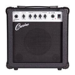 Casino '24 Series' Left Handed Mahogany Tune-Style Electric Bass Guitar and 15 Watt Amplifier Pack (Natural Gloss)