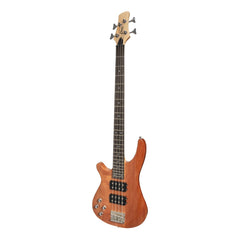 Casino '24 Series' Left Handed Mahogany Tune-Style Electric Bass Guitar and 15 Watt Amplifier Pack (Natural Gloss)