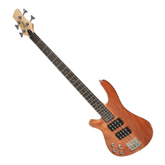 Casino '24 Series' Left Handed Mahogany Tune-Style Electric Bass Guitar and 15 Watt Amplifier Pack (Natural Gloss)