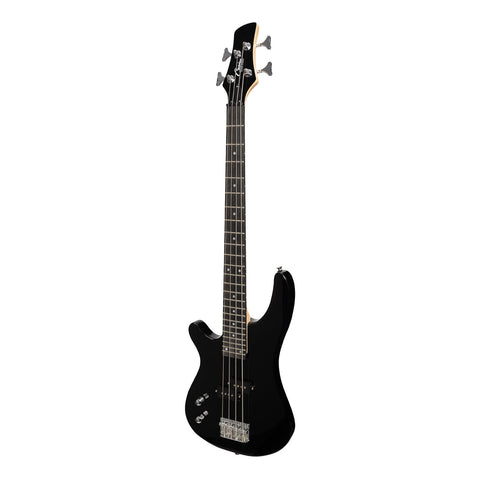 Casino '24 Series' Left Handed Short Scale Tune-Style Electric Bass Guitar Set (Black)