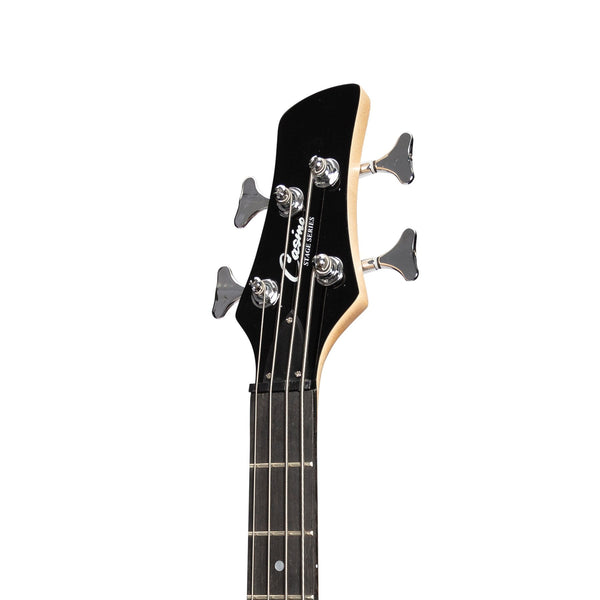 Casino '24 Series' Left Handed Short Scale Tune-Style Electric Bass Guitar and 15 Watt Amplifier Pack (Black)