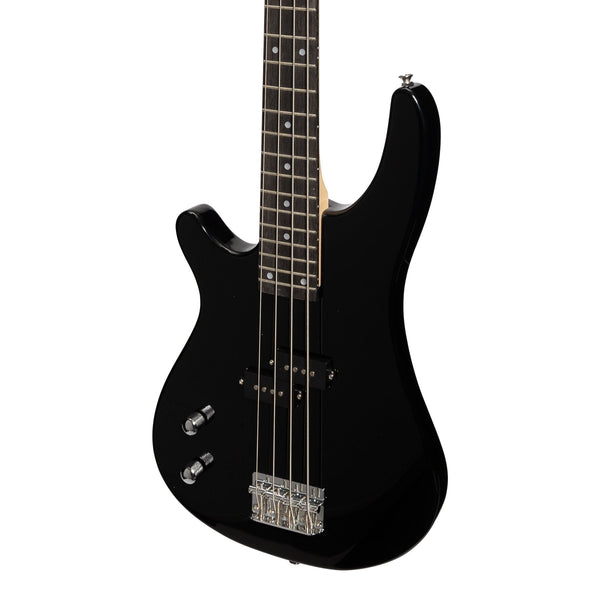 Casino '24 Series' Left Handed Tune-Style Electric Bass Guitar Set (Black)