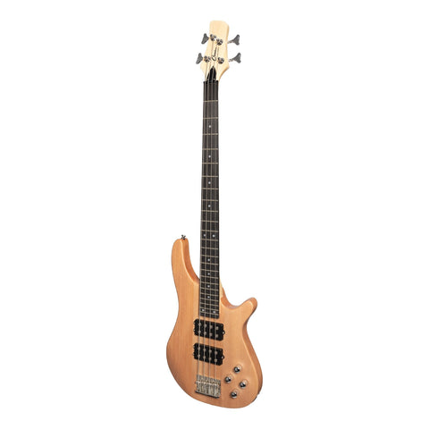 Casino '24 Series' Mahogany Tune-Style Electric Bass Guitar and 15 Watt Amplifier Pack (Natural Satin)