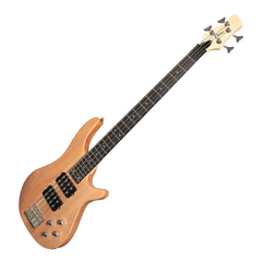 Casino '24 Series' Mahogany Tune-Style Electric Bass Guitar and 15 Watt Amplifier Pack (Natural Satin)