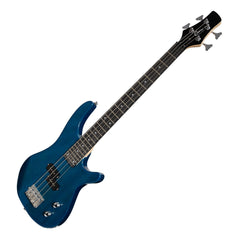 Casino '24 Series' Short Scale Tune-Style Electric Bass Guitar Set (Transparent Blue)