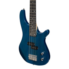 Casino '24 Series' Short Scale Tune-Style Electric Bass Guitar Set (Transparent Blue)