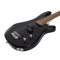 Casino '24 Series' Short Scale Tune-Style Electric Bass Guitar and 15 Watt Amplifier Pack (Black)