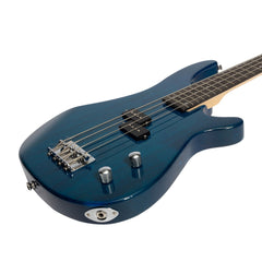 Casino '24 Series' Tune-Style Electric Bass Guitar and 15 Watt Amplifier Pack (Transparent Blue)