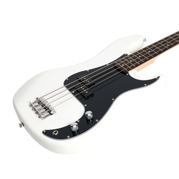 Casino P-Style Electric Bass Guitar and 15 Watt Amplifier Pack (White)