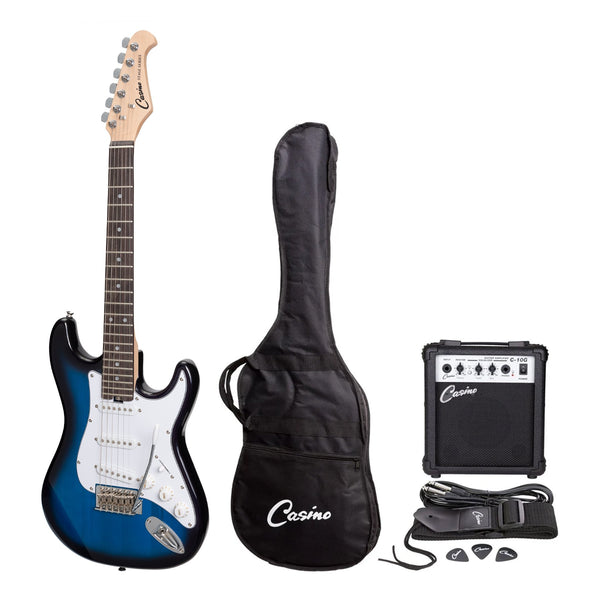 Casino ST-Style Short Scale Electric Guitar and 10 Watt Amplifier Pack (Blueburst)-CP-SST-BLS