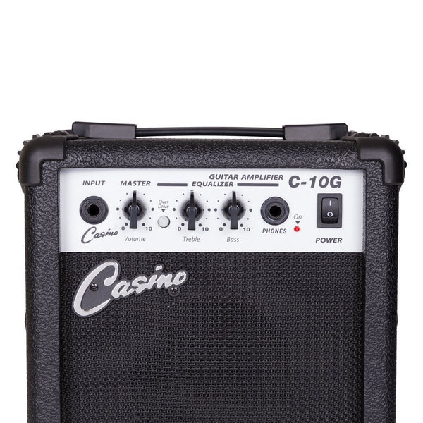 Casino ST-Style Short Scale Electric Guitar and 10 Watt Amplifier Pack (Transparent Wine Red)