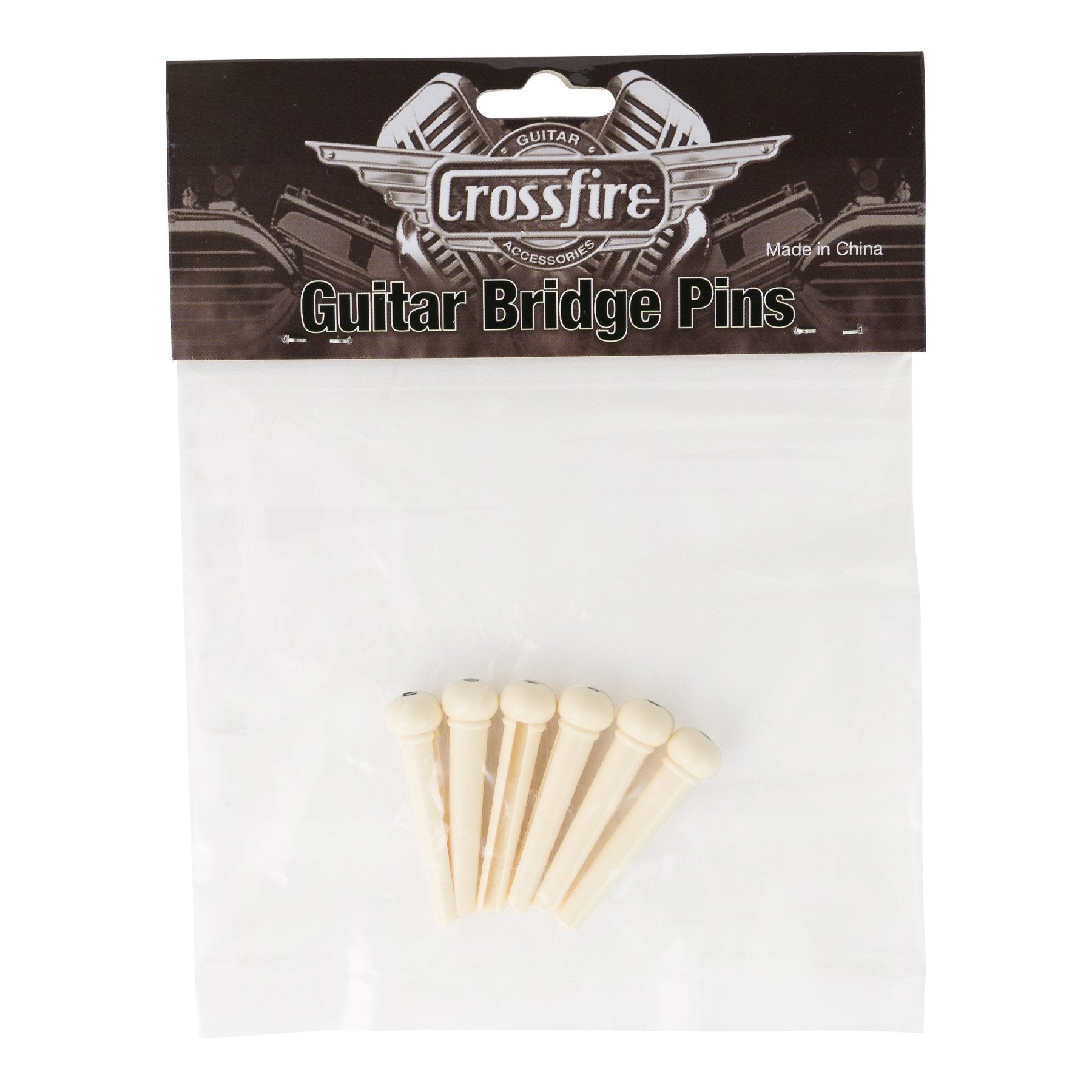 Crossfire Acoustic Guitar Bridge Pins Set of 6 (Ivory)-CFBP-6P-IVY