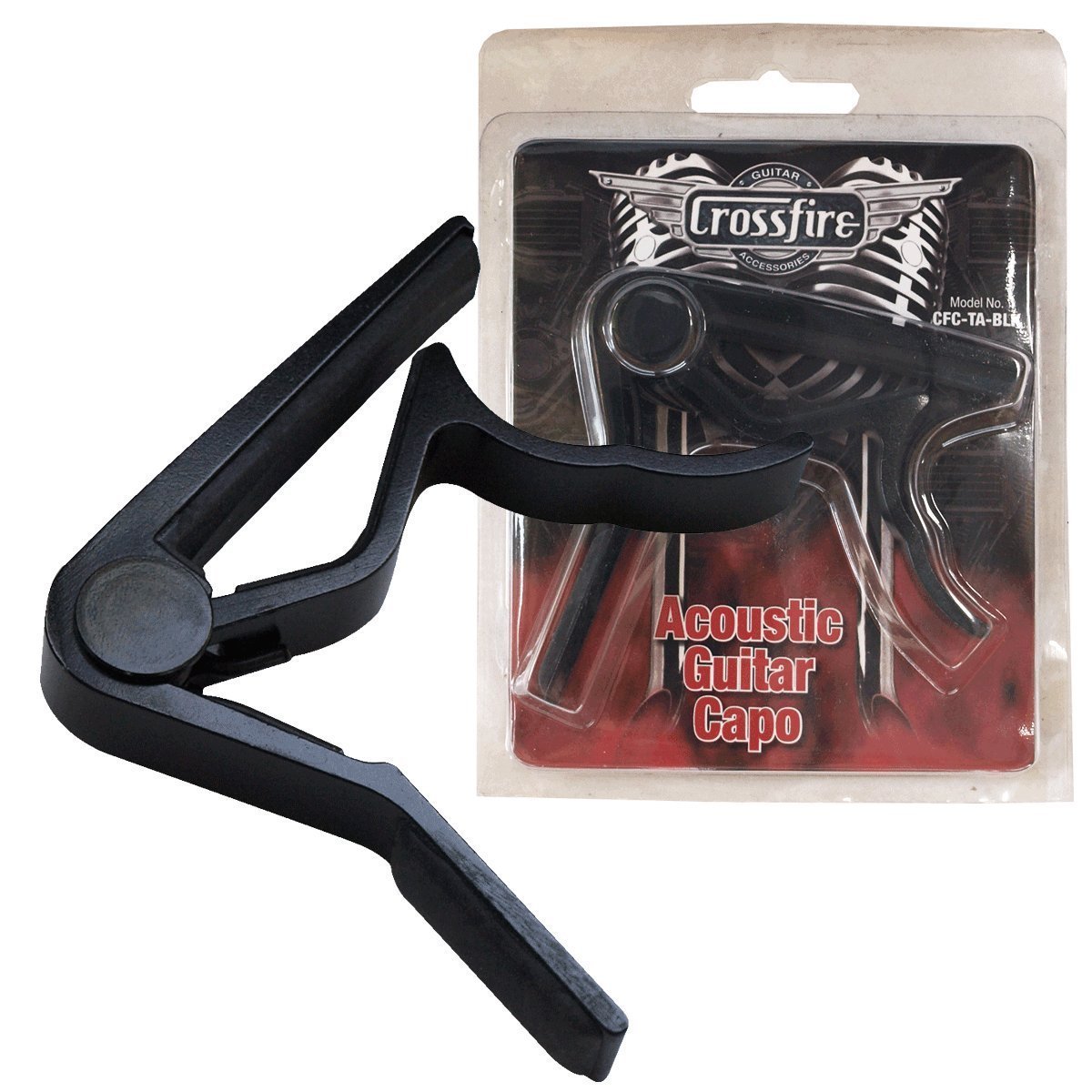 Crossfire Trigger-Style Acoustic Guitar Capo (Black)-CFC-TA-B