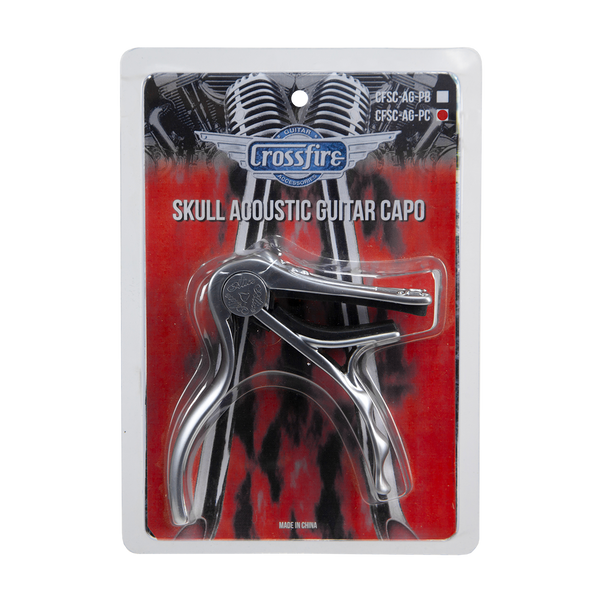 Crossfire Trigger-Style 'Skull' Acoustic Guitar Capo (Chrome)