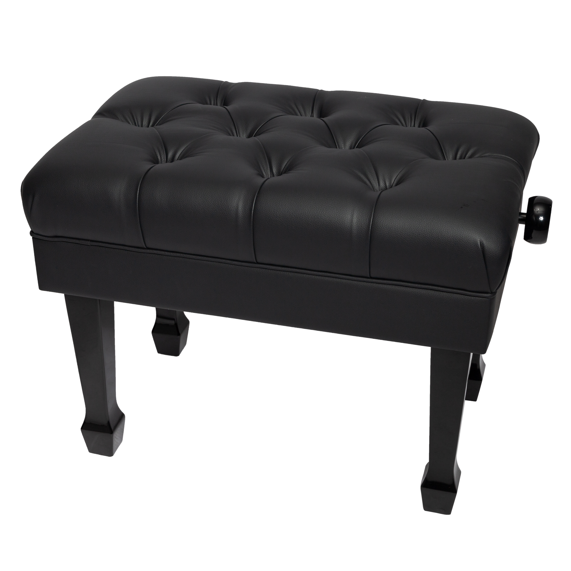 Crown Deluxe Skirted & Tufted Hydraulic Height Adjustable Piano Bench (Black)