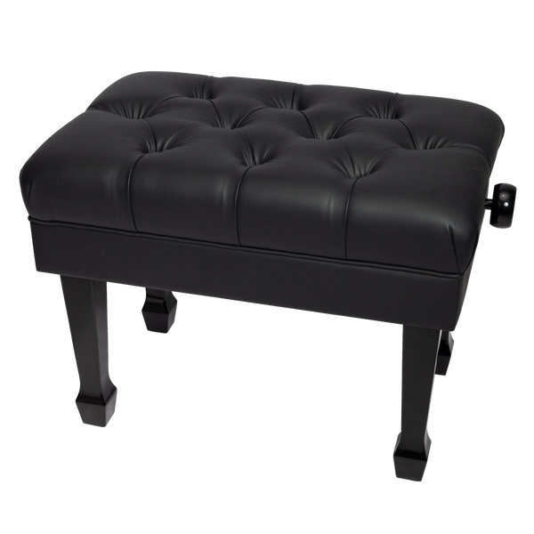 Crown Deluxe Skirted & Tufted Hydraulic Height Adjustable Piano Bench (Black)