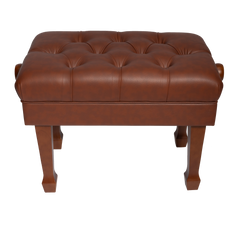 Crown Deluxe Skirted & Tufted Hydraulic Height Adjustable Piano Bench (Walnut)