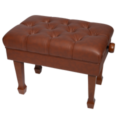 Crown Deluxe Skirted & Tufted Hydraulic Height Adjustable Piano Bench (Walnut)