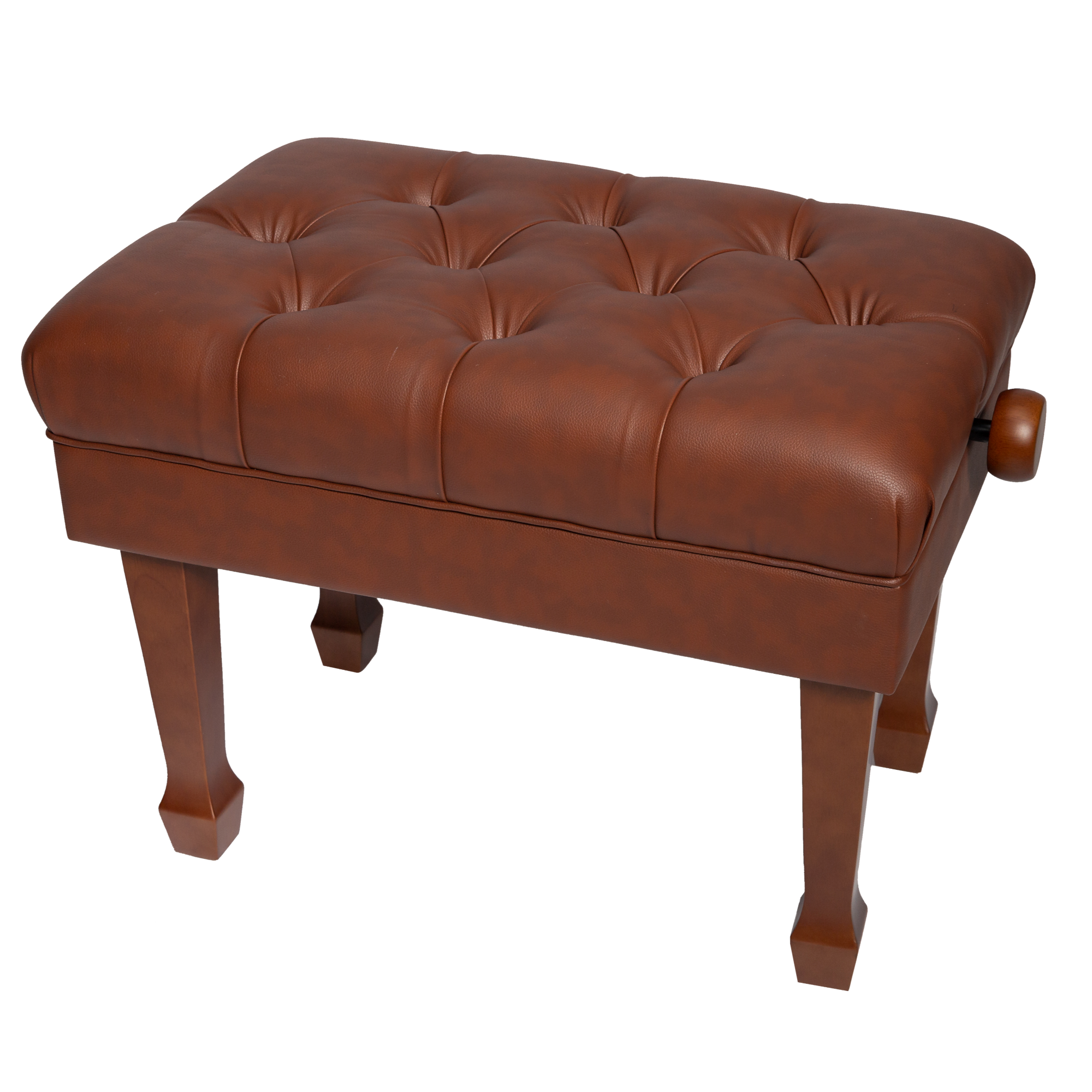 Crown Deluxe Skirted & Tufted Hydraulic Height Adjustable Piano Bench (Walnut)