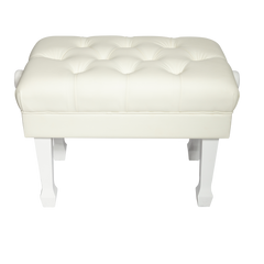 Crown Deluxe Skirted & Tufted Hydraulic Height Adjustable Piano Bench (White)