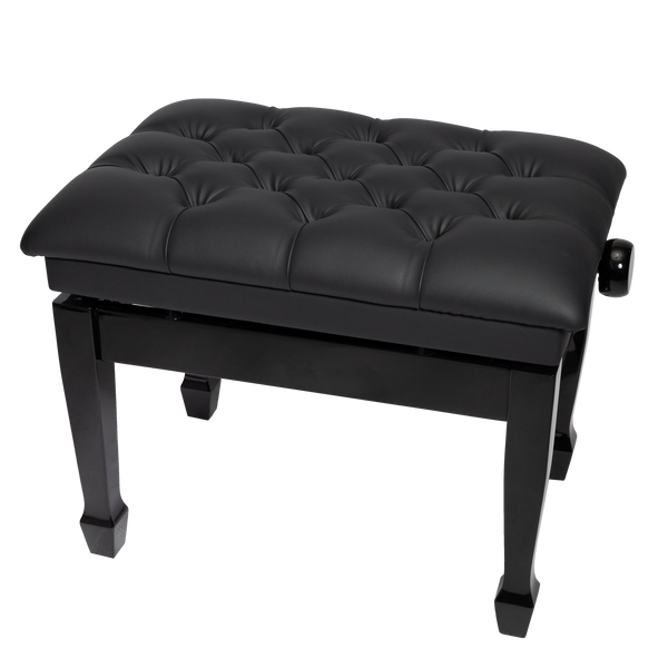 Crown Deluxe Tufted Hydraulic Height Adjustable Piano Bench (Black)