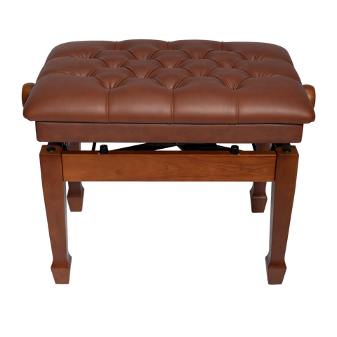 Crown Deluxe Tufted Hydraulic  Height Adjustable Piano Bench (Walnut)