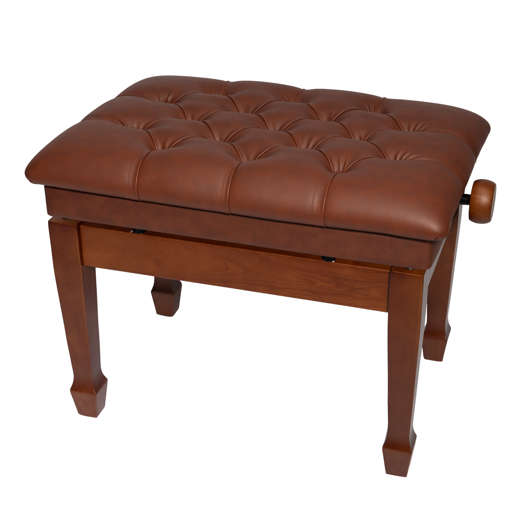 Crown Deluxe Tufted Hydraulic  Height Adjustable Piano Bench (Walnut)