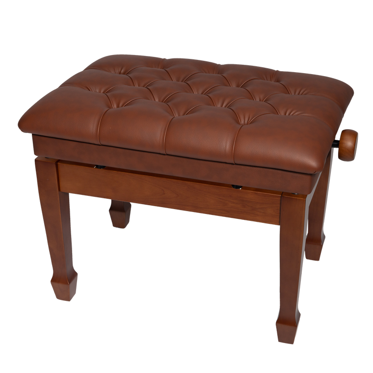 Crown Deluxe Tufted Hydraulic  Height Adjustable Piano Bench (Walnut)