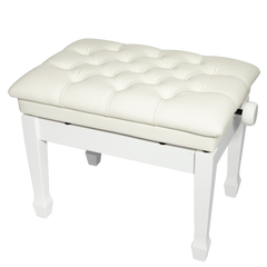 Crown Deluxe Tufted Hydraulic  Height Adjustable Piano Bench (White)