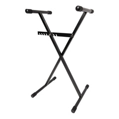 Crown Heavy Duty X-Style Bar-Latch Height Adjustable Keyboard Stand (Black)-KS-007-BLK