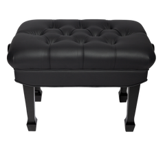 Crown Premium Skirted & Tufted Hydraulic Height Adjustable Piano Bench (Black)